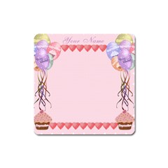 Square balloons and cupcake magnet - Magnet (Square)