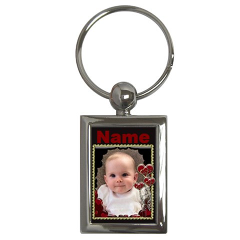 Red Love Heart Gold Frame Keyring By Claire Mcallen Front