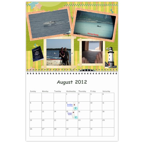 Calendar 18 Mo 2012 Aug 2012