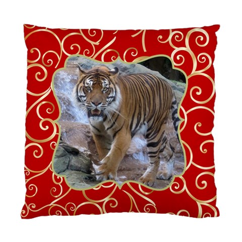 Red And Gold (2 Sided) Cushion By Deborah Front