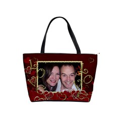 Red and black gold love heart bag - Classic Shoulder Handbag