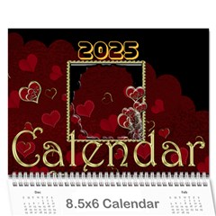 2025 February Start Red Love Heart Calendar - Wall Calendar 8.5  x 6 