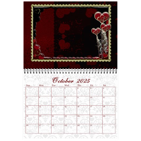 2025 February Start Red Love Heart Calendar By Claire Mcallen Oct 2025