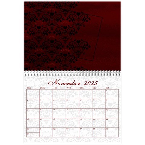 2025 February Start Red Love Heart Calendar By Claire Mcallen Nov 2025