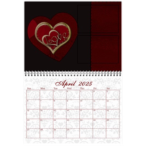 2025 February Start Red Love Heart Calendar By Claire Mcallen Apr 2025