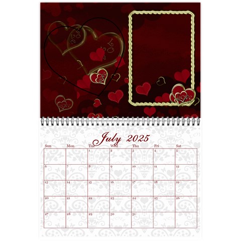 2025 February Start Red Love Heart Calendar By Claire Mcallen Jul 2025