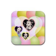 colorful heart coaster - Rubber Coaster (Square)