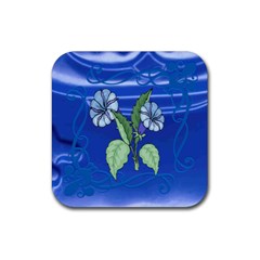 Blue Bouquet Coaster - Rubber Coaster (Square)