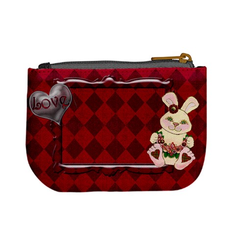 Red Tartan Bunny Love Mini  Coin Purse By Claire Mcallen Back