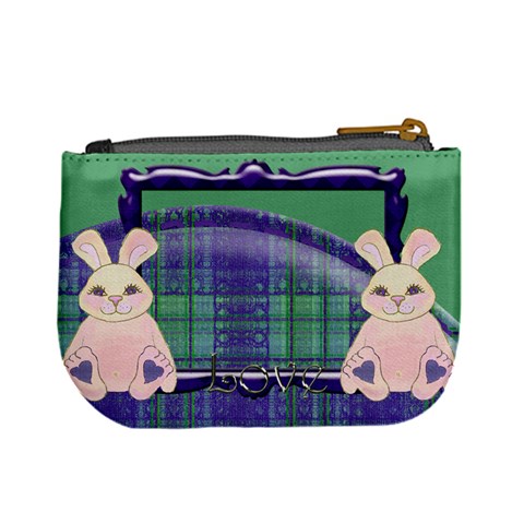 Tartan Love Bunny Blue And Green Mini Coin Purse By Claire Mcallen Back