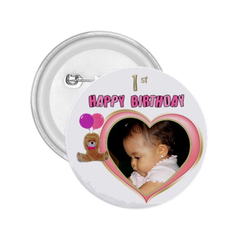 1st Birthday Girl Button By Deborah Front