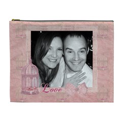 We  are a symphony, pink vintage lace make up bag - Cosmetic Bag (XL)