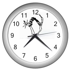 angry cat  2 - clock - Wall Clock (Silver)