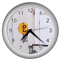 an old sign - Wall Clock (Silver)