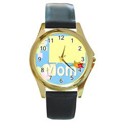 mother s day - Round Gold Metal Watch