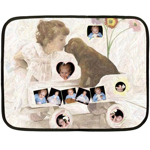 Puppy Love 2 Mini Blanket By Birkie 35 x27  Blanket