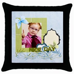 nice day (5 styles) - Throw Pillow Case (Black)