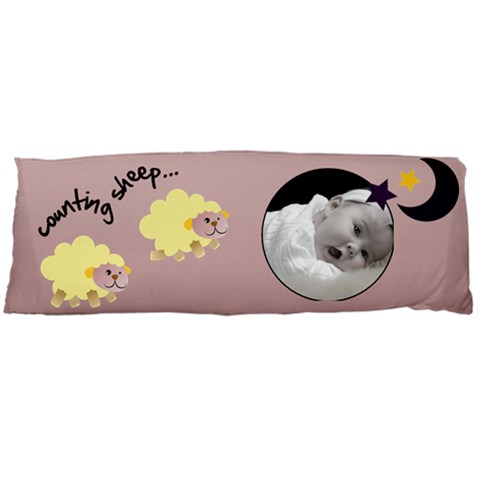 Counting Sheeps Pillow Pink (1 Side) By Carmensita Body Pillow Case