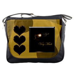 I Heart You Moon Gold Messenger Bag