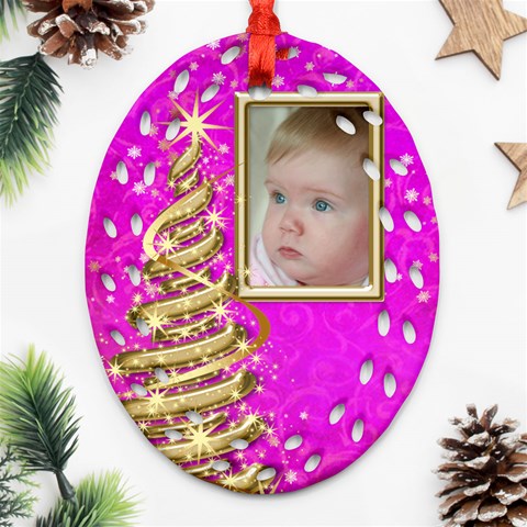 My Little Pink Princess Filigree Ornament By Deborah Front