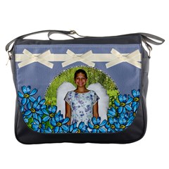blue floral  Messenger Bag