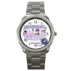 purple worlds - Sport Metal Watch