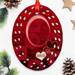 Red Love Oval Filigree Ornament