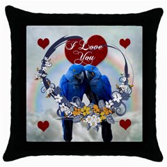 Blue Macaws Pillow - Throw Pillow Case (Black)