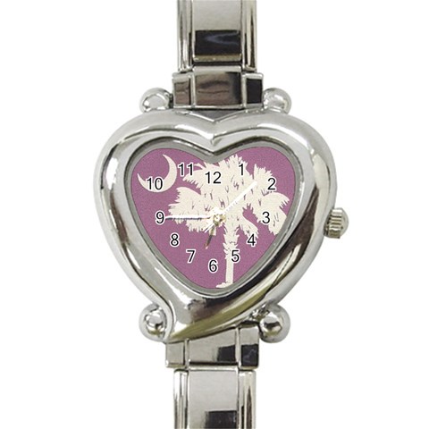 Pink Palmetto Tree Heart Watch By Eleanor Norsworthy Front