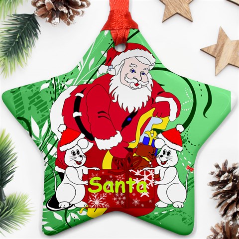 Red And Green Star Ornament By Kim Blair Back