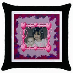 Heart Frame Square Pillow (5 styles) - Throw Pillow Case (Black)