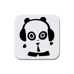 Headphones Panda - Rubber Square Coaster (4 pack)