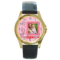 i love you - Round Gold Metal Watch