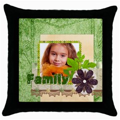 family - Throw Pillow Case (Black)