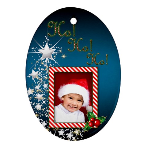 Ho Ho Ho Oval Christmas Ornament (2 Sided) By Deborah Front