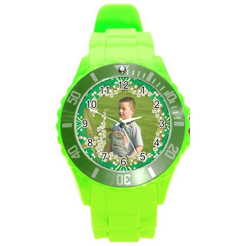 Green Sport Watch Large Floral Frame By Kim Blair Front