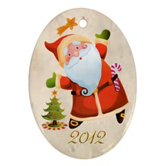 Santa Merry Christmas 2012 Oval double side ornament - Oval Ornament (Two Sides)