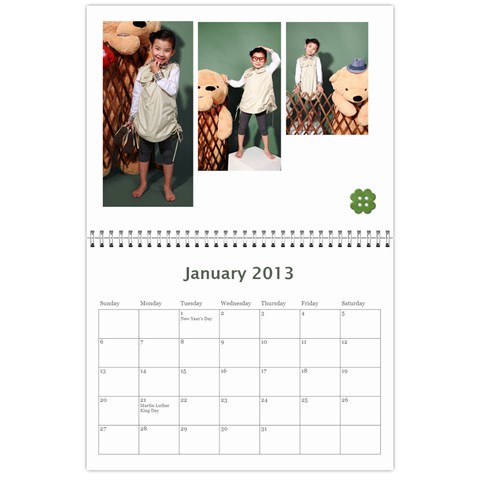 2013 Calendar By Dong Bai Jan 2013