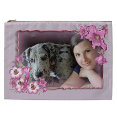 Pink Flower Cosmetic Bag XXL (7 styles) - Cosmetic Bag (XXL)