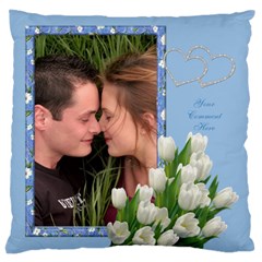 Tulips in Blue Large Cushion Case (5 styles) - Large Cushion Case (One Side)