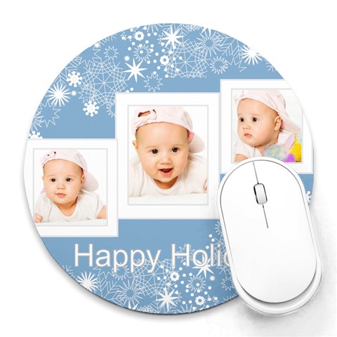 Xmas By Wood Johnson 8 x8  Round Mousepad - 6