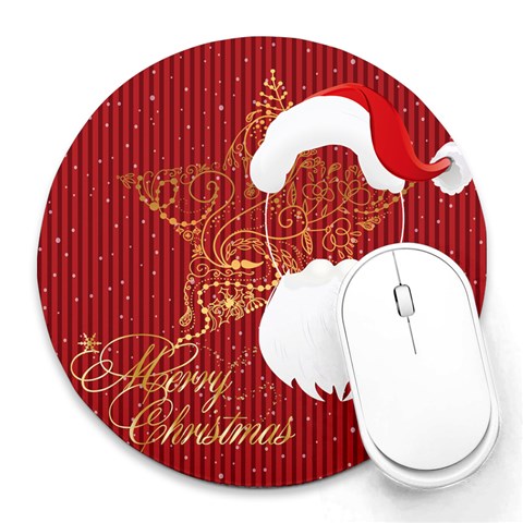 Xmas By Wood Johnson 8 x8  Round Mousepad - 8