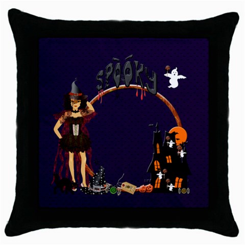 Spooky Throw Cushion Witch By Claire Mcallen Front