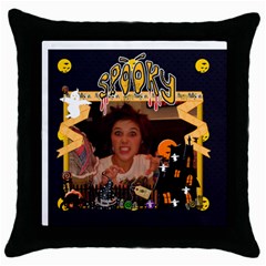 Spooky Halloween cushion funky - Throw Pillow Case (Black)