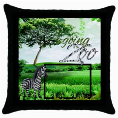 Zebra Throw Pillow - Throw Pillow Case (Black)