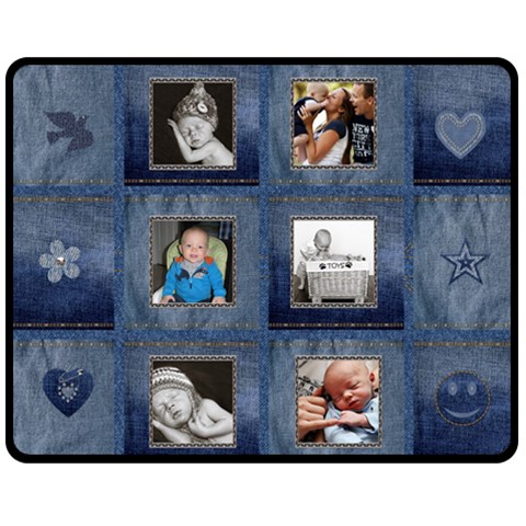 Denim Look Medium Fleece Blanket By Lil 60 x50  Blanket Front