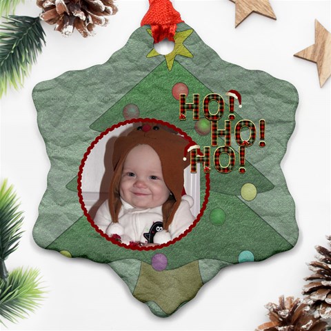 Ho Ho Ho Snowflake Ornament By Lil Front