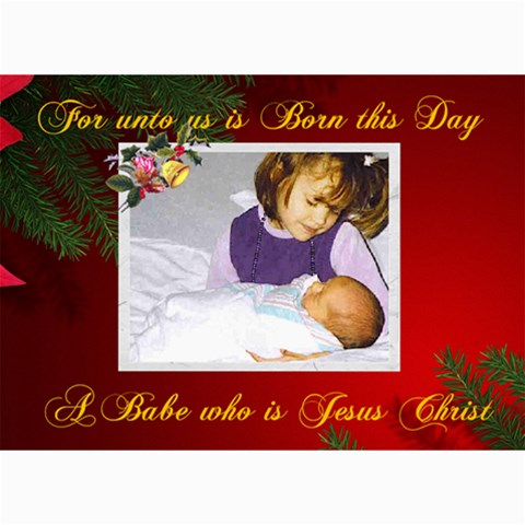 For Unto Us Photo Christmas Card 5 X 7 By Kim Blair 7 x5  Photo Card - 7