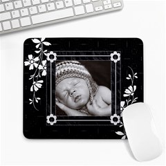 Black Floral Large Mousepad