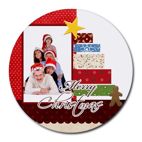 Merry Christmas By Betty 8 x8  Round Mousepad - 1